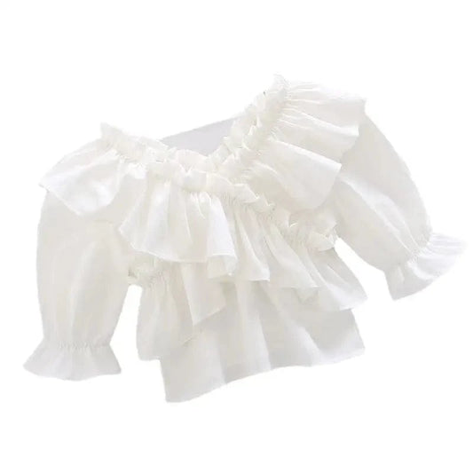 2024 Chiffon Thin Ruffled Zipper Summer Small Fragrance Style All-Matching Line Neck Women's Short-Sleeved New Shirt