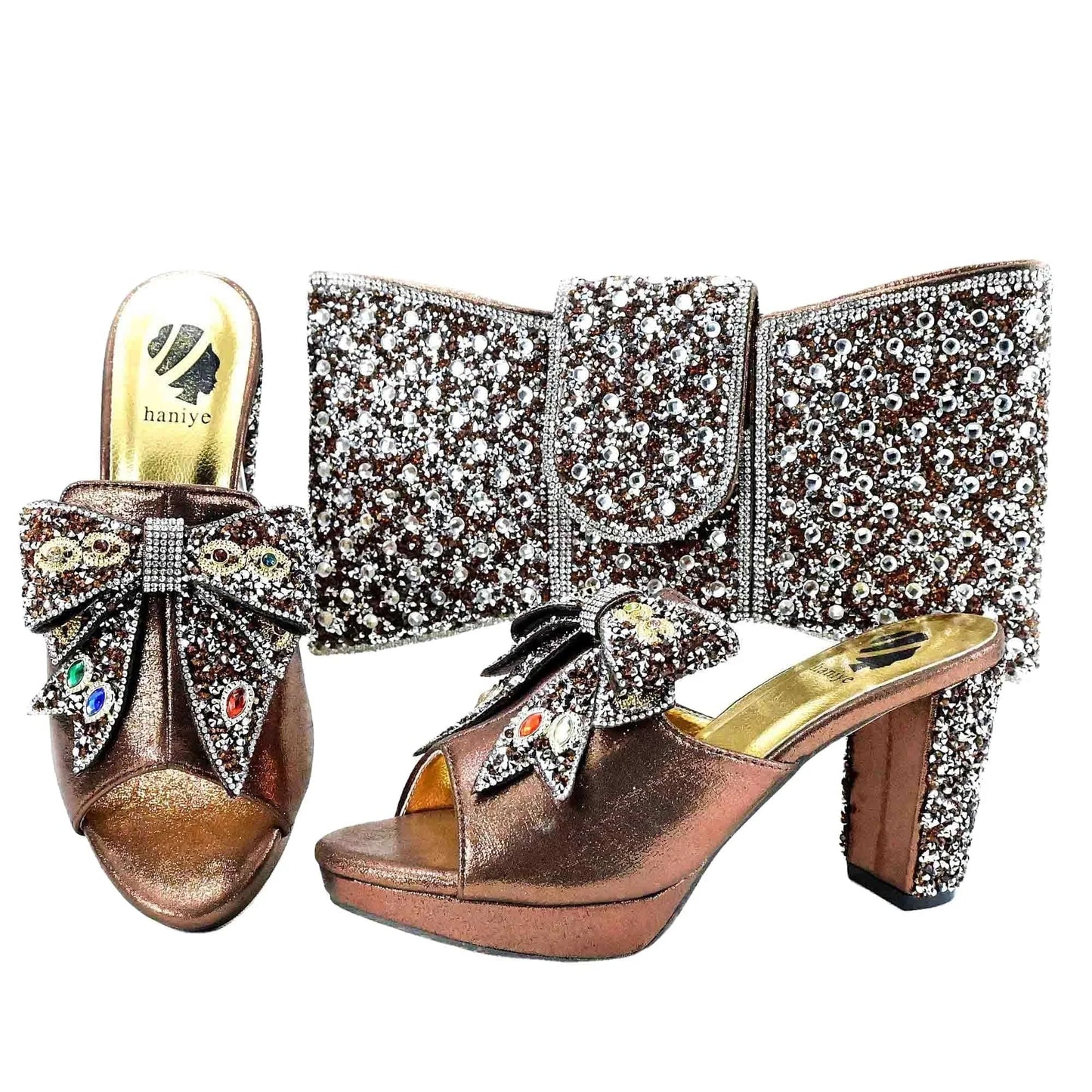 2024 Coffee color  African matching shoes and bag set for nigeria bag and shoes set italian ladies elegant designs party
