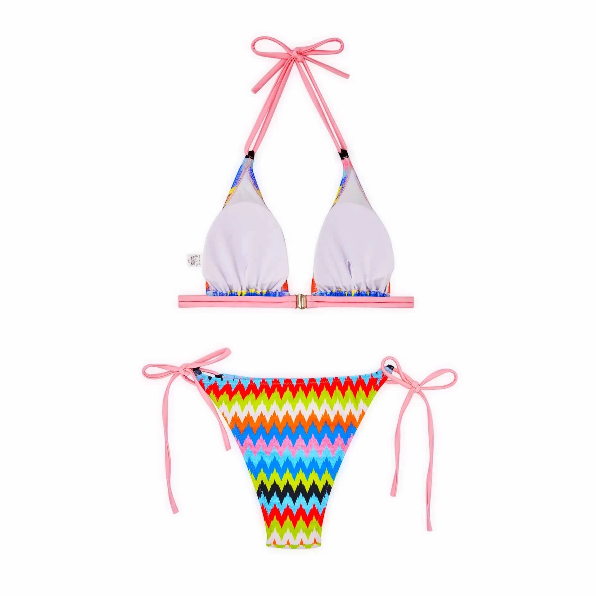 2024 Colorful Micro Two Piece Bikini Beachwear Triangle Halter Swimsuit Women Thong Swimwear