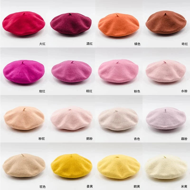 2024 Custom Colorful women men embroidery berrete embroidered berets femme 100% wool boina hat caps beret high quality wholesale