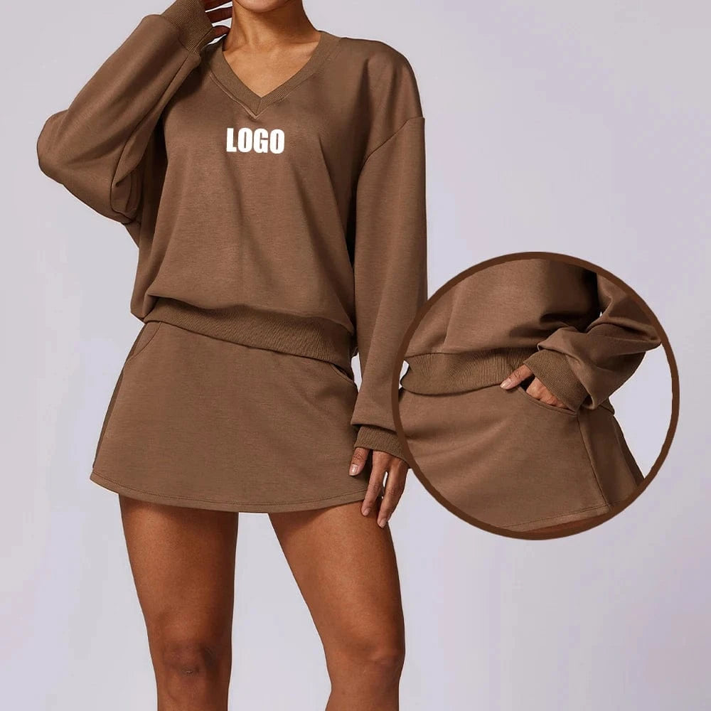 2024 Custom Ladies Running Sports Golf Skirt 2 Piece Tennis Wear Suit Gym Wear With Lining Tennis Workout Set For Women