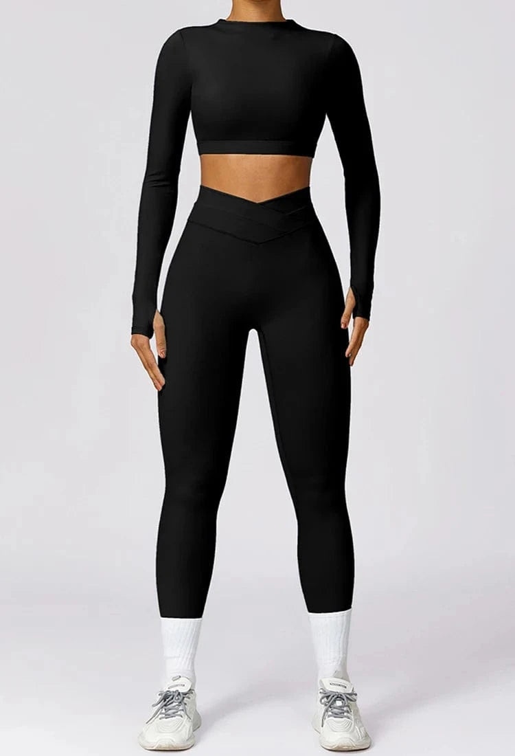 2024 Custom Wholesale Fitness Gym Shorts Women Yoga Bra Leggings Women Long-Sleeved top 2 Piece Yoga Sets Gym Fitness Sets