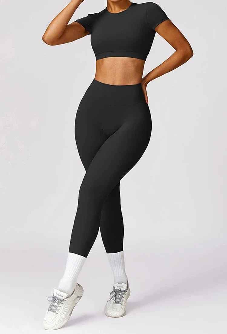 2024 Custom Women Sportswear Scrunch butt Backless High Waist Removable pads 2 Pieces Sports Workout Suit Yoga Gym Leggings Set