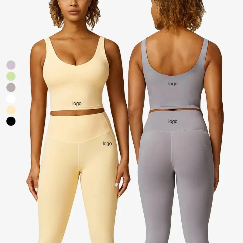 2024 Custom Yoga Gym Legging Set Woman Activewear Fitness Womens 2 Piece Crop Top And Leggings Set