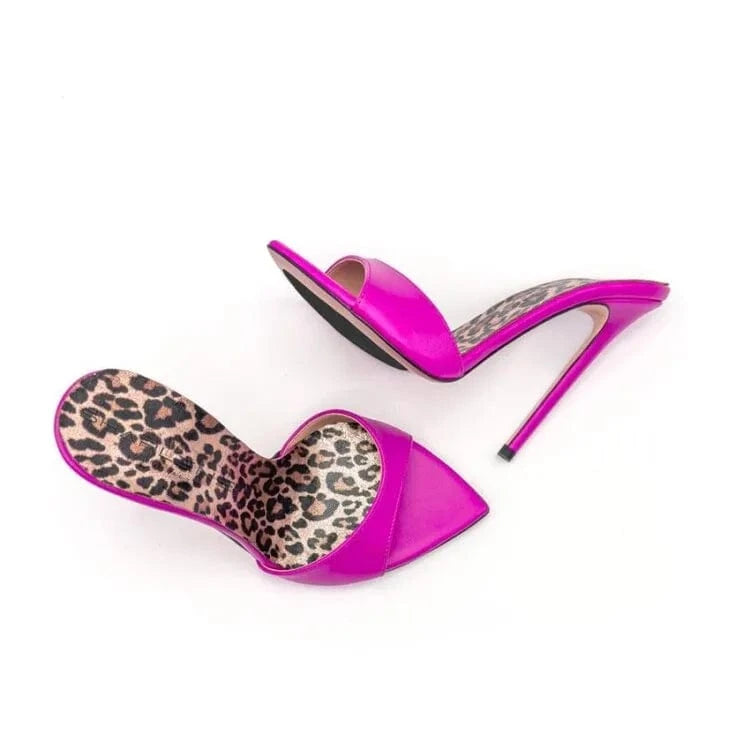 2024 Designer High Quality Pointed Leopard Print Stiletto Women Slippers Fashion Sexy Luxury High Heels Sandals For Women