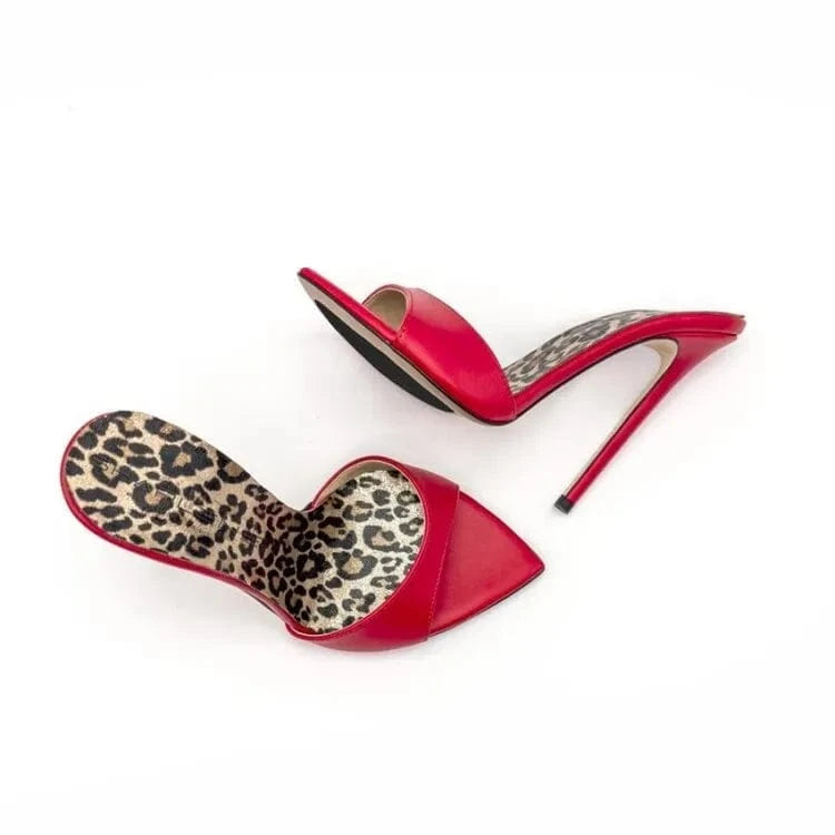 2024 Designer High Quality Pointed Leopard Print Stiletto Women Slippers Fashion Sexy Luxury High Heels Sandals For Women