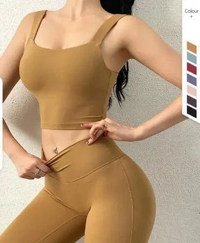 2024 Double sided matte nude feel gathering shock-absorbing sports vest women's suspender deep U-shaped back yoga vest style bra