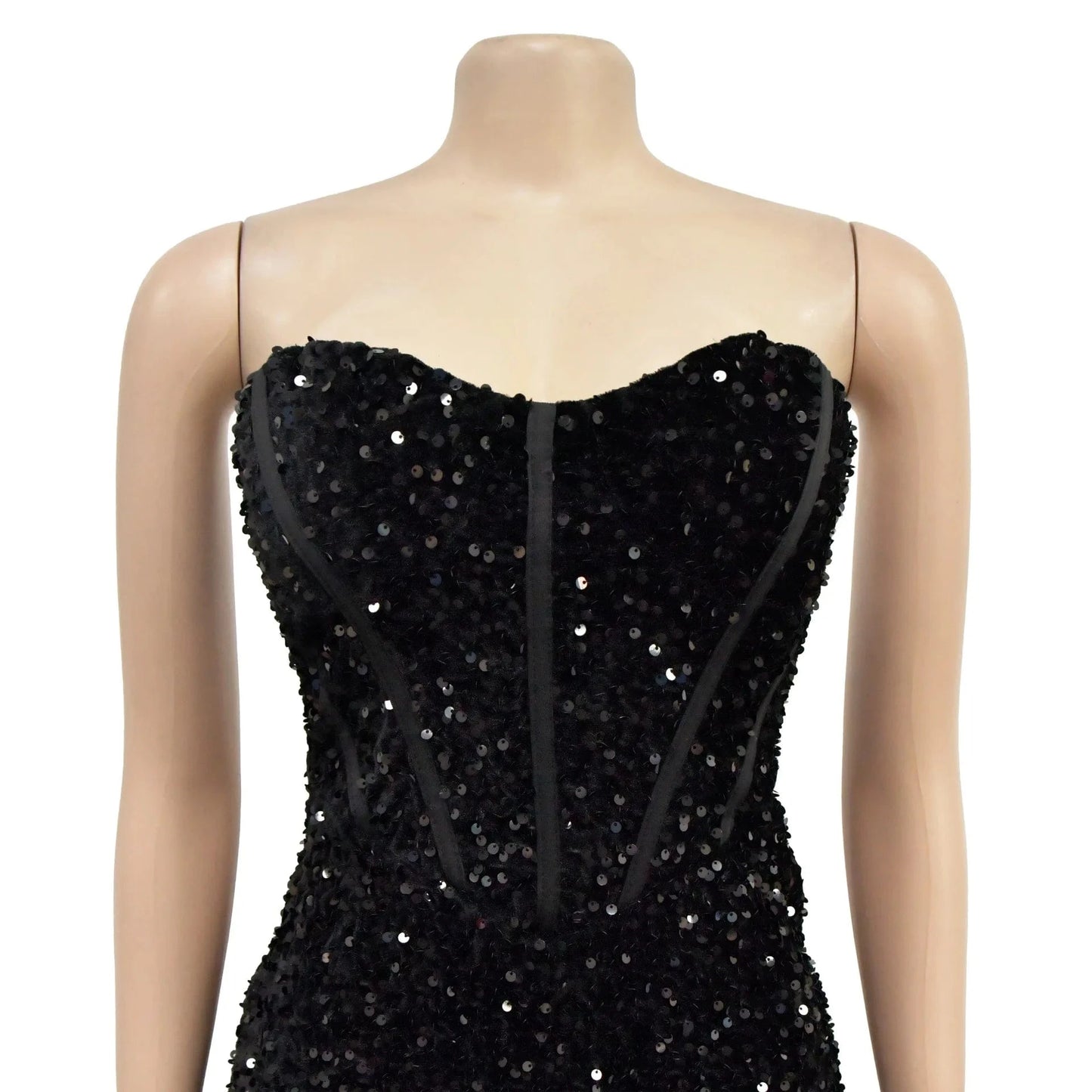 2024 elegant women sleeveless strapless floor length sequin slit wedding evening dress tube top sequin evening gown for women