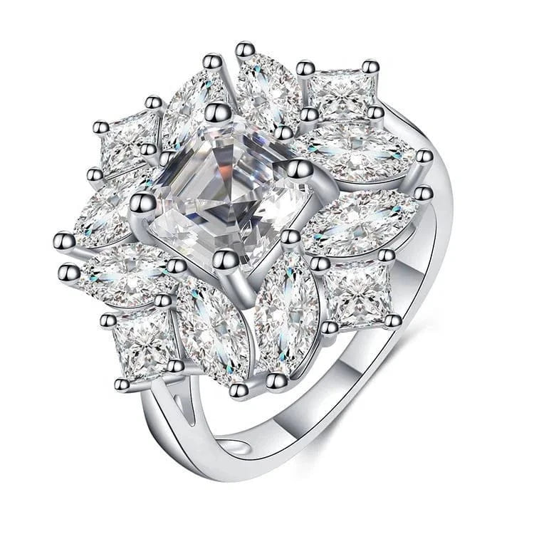 2024 Emerald Diamond Engagement Ring Ring Jewelry Women's S925 Sterling Silver Lady's High Quality Gemstone Zirconia Luxury Brass