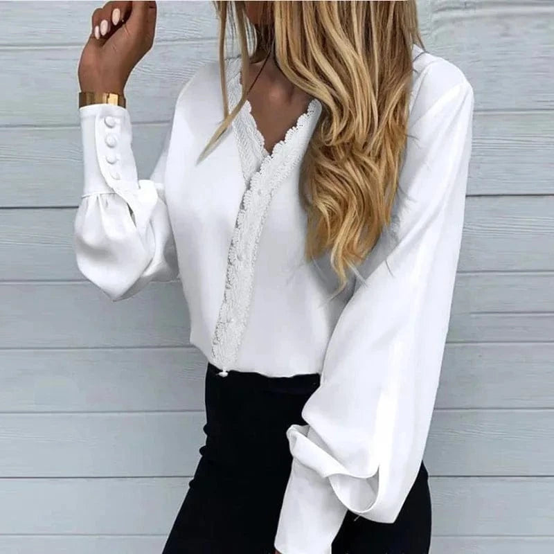 2024 Europe and the United States Spring and Summer New Women's Fashion Printed lace Casual Shirt
