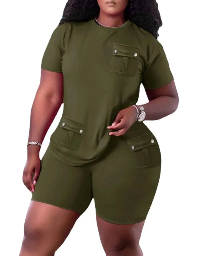 2024 European and American oversized women's fashion casual home short sleeved shorts set