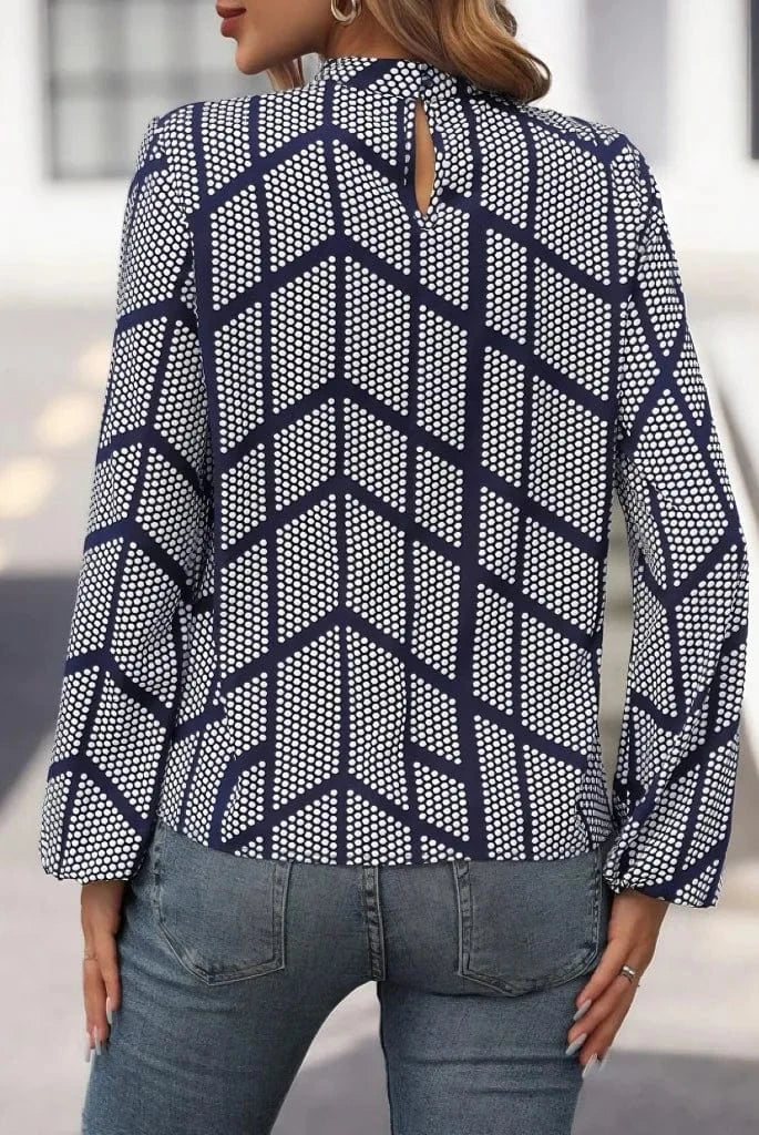 2024 European and American Spring and Autumn New Round Neck Long Sleeve Colored Retro Printing Fashion Women's Top Shirt