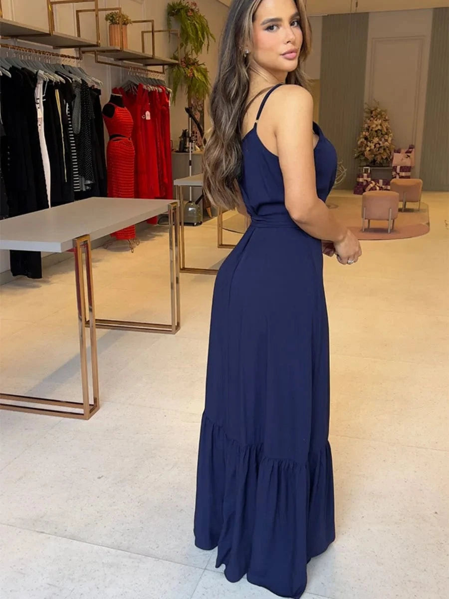 2024 Factory OEM Ladies Sleeveless Maxi Dresses Summer Custom Womens Long Dress Casual Plain Beach Boho Dresses