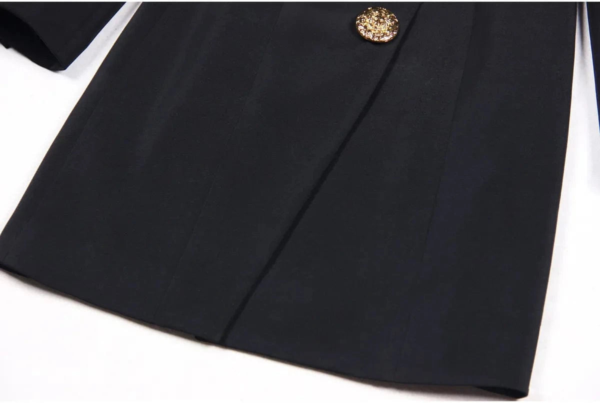 2024 Fall Winter Sexy V-neckline Single-breasted Long Sleeve Women Office Blazer Short Mini Slim Black Dress