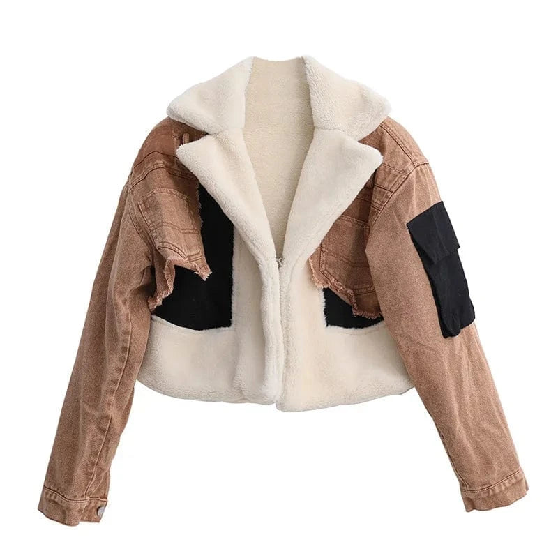 2024 Fashion Custom Furs Jackets Soft Panelled Cropped Teddy Winter Coat Jacket