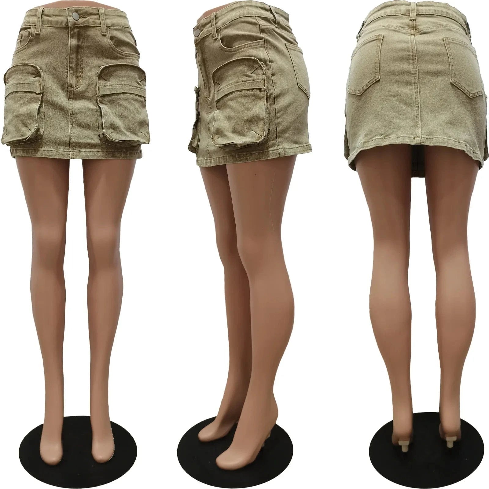 2024 fashion summer S-2XL boutique shorts jeans denim pockets women's mini cargo skirts