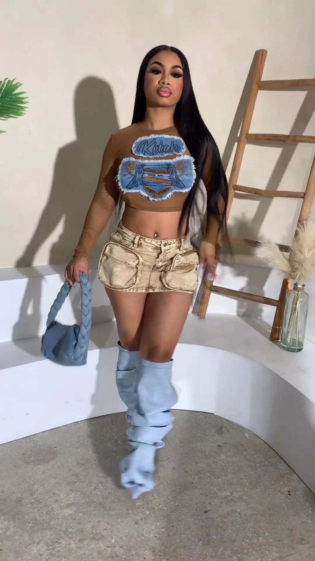 2024 fashion summer S-2XL boutique shorts jeans denim pockets women's mini cargo skirts