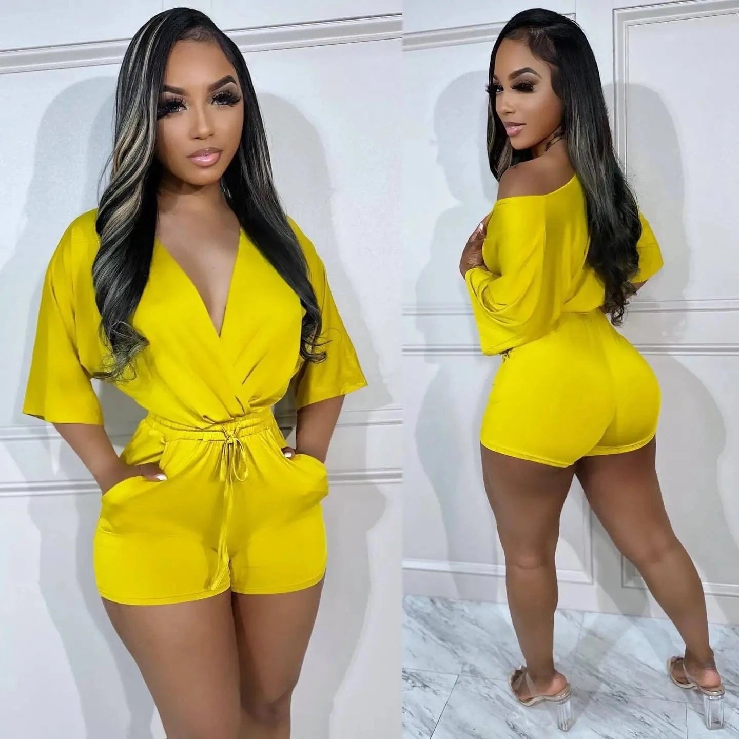 2024 Fashion Women Casual V-Neck Short Sleeve Shirt Jumpsuit Bodycon Button Shirt Romper Body Tops Blouse Bodysuit