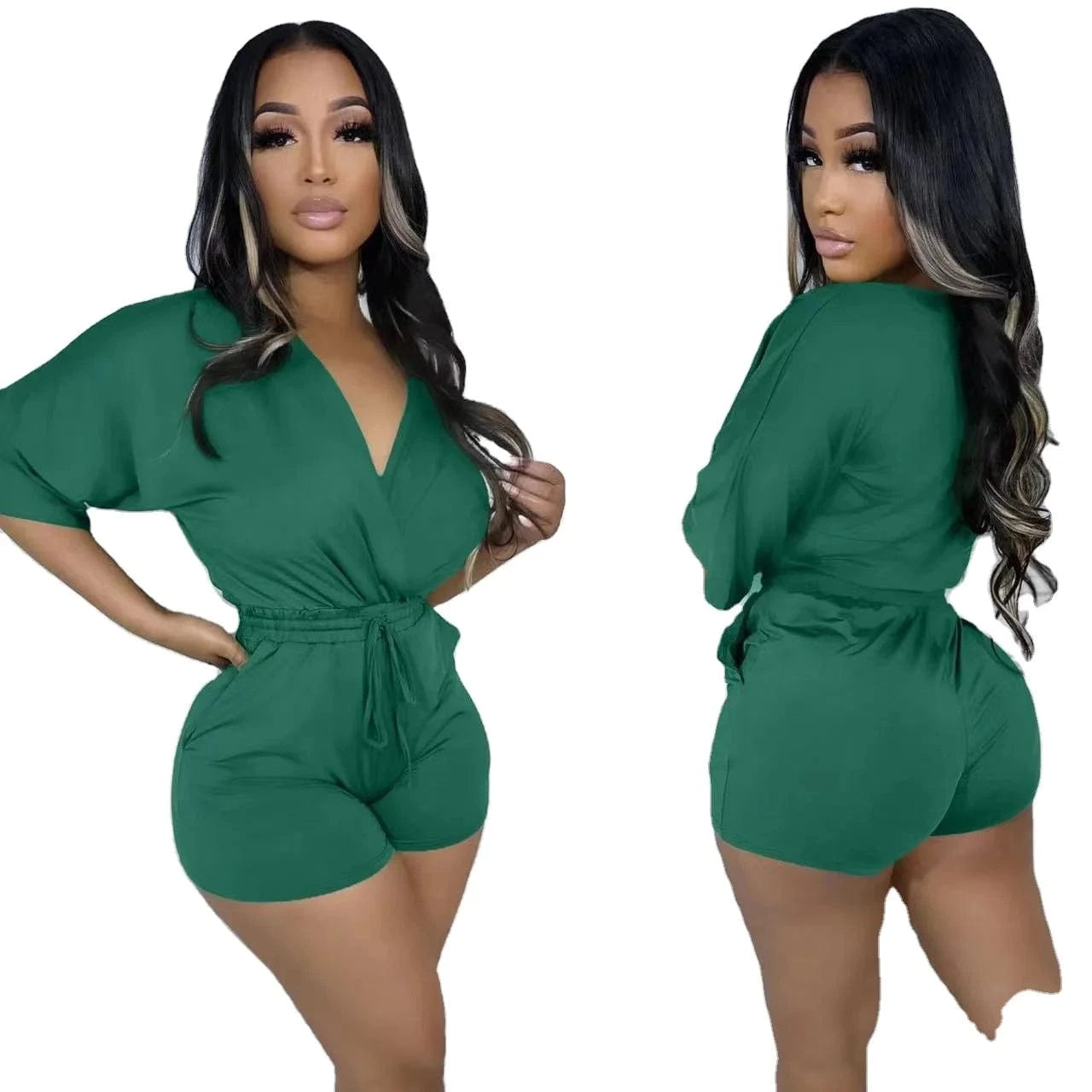 2024 Fashion Women Casual V-Neck Short Sleeve Shirt Jumpsuit Bodycon Button Shirt Romper Body Tops Blouse Bodysuit