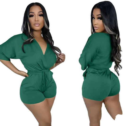 2024 Fashion Women Casual V-Neck Short Sleeve Shirt Jumpsuit Bodycon Button Shirt Romper Body Tops Blouse Bodysuit