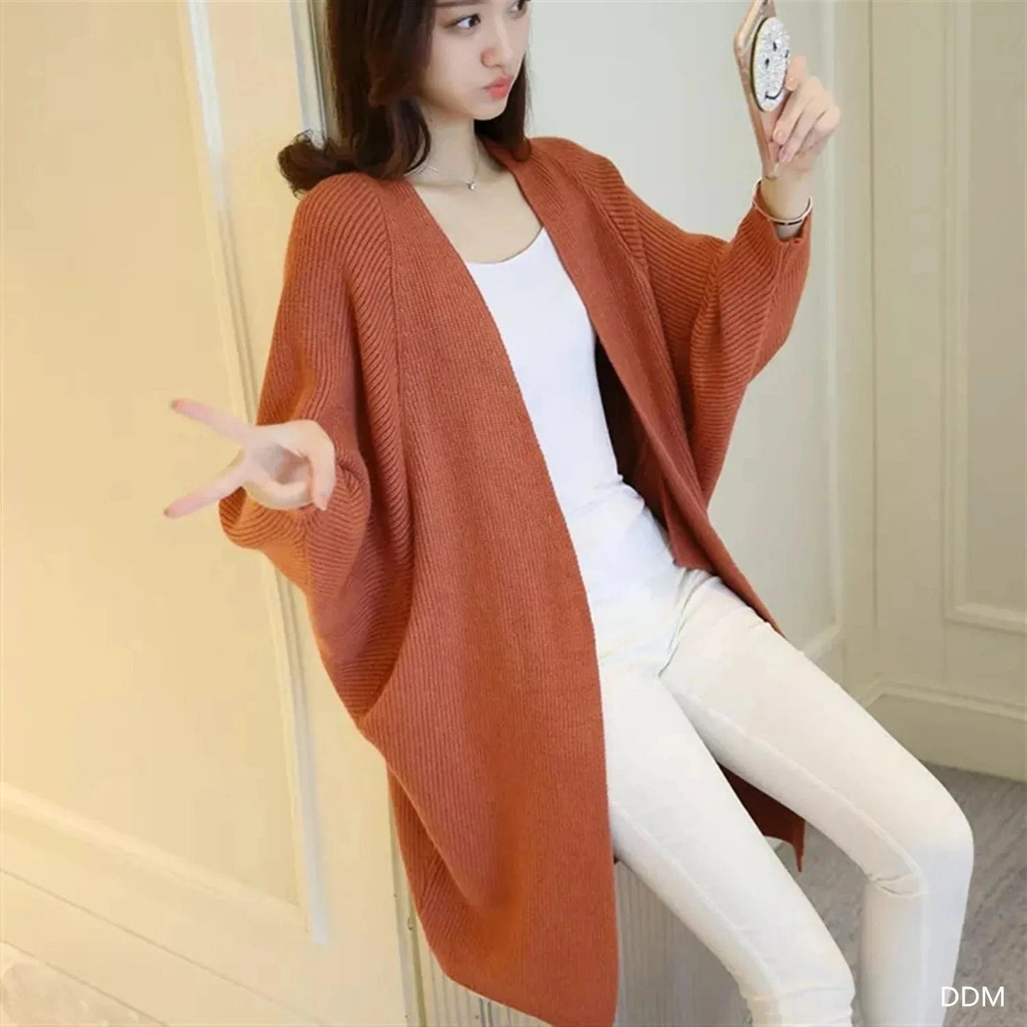 2024 fashion women new arrival batwing sleeve open chest loose women sweater coat