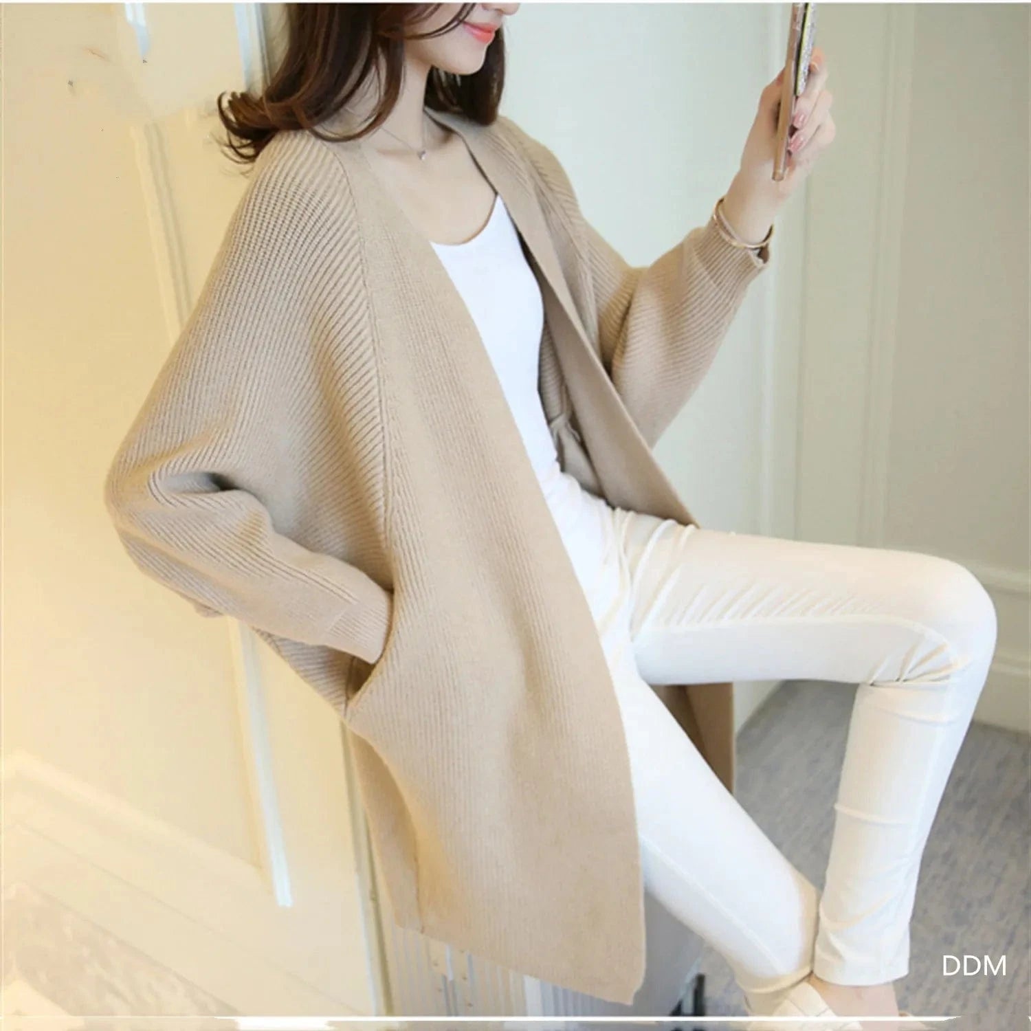 2024 fashion women new arrival batwing sleeve open chest loose women sweater coat