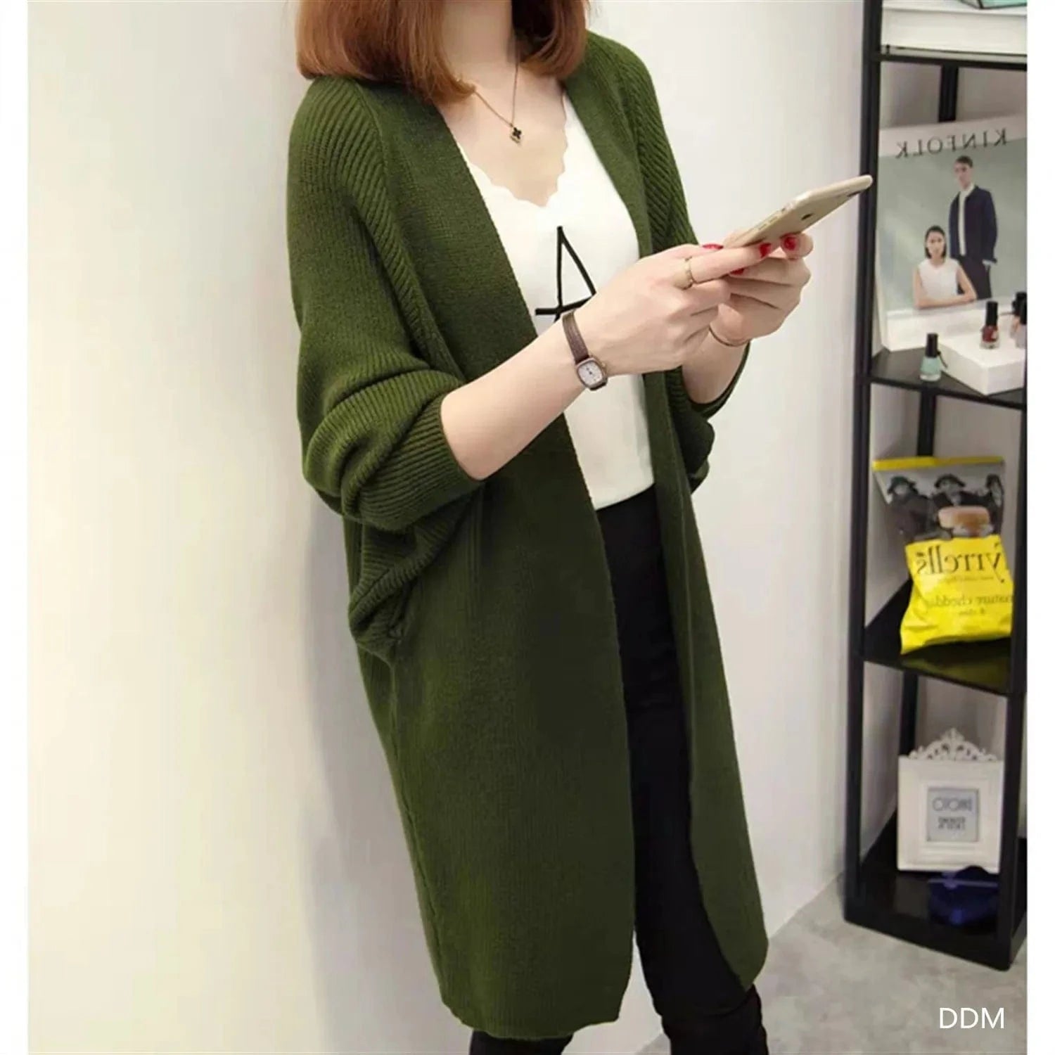 2024 fashion women new arrival batwing sleeve open chest loose women sweater coat