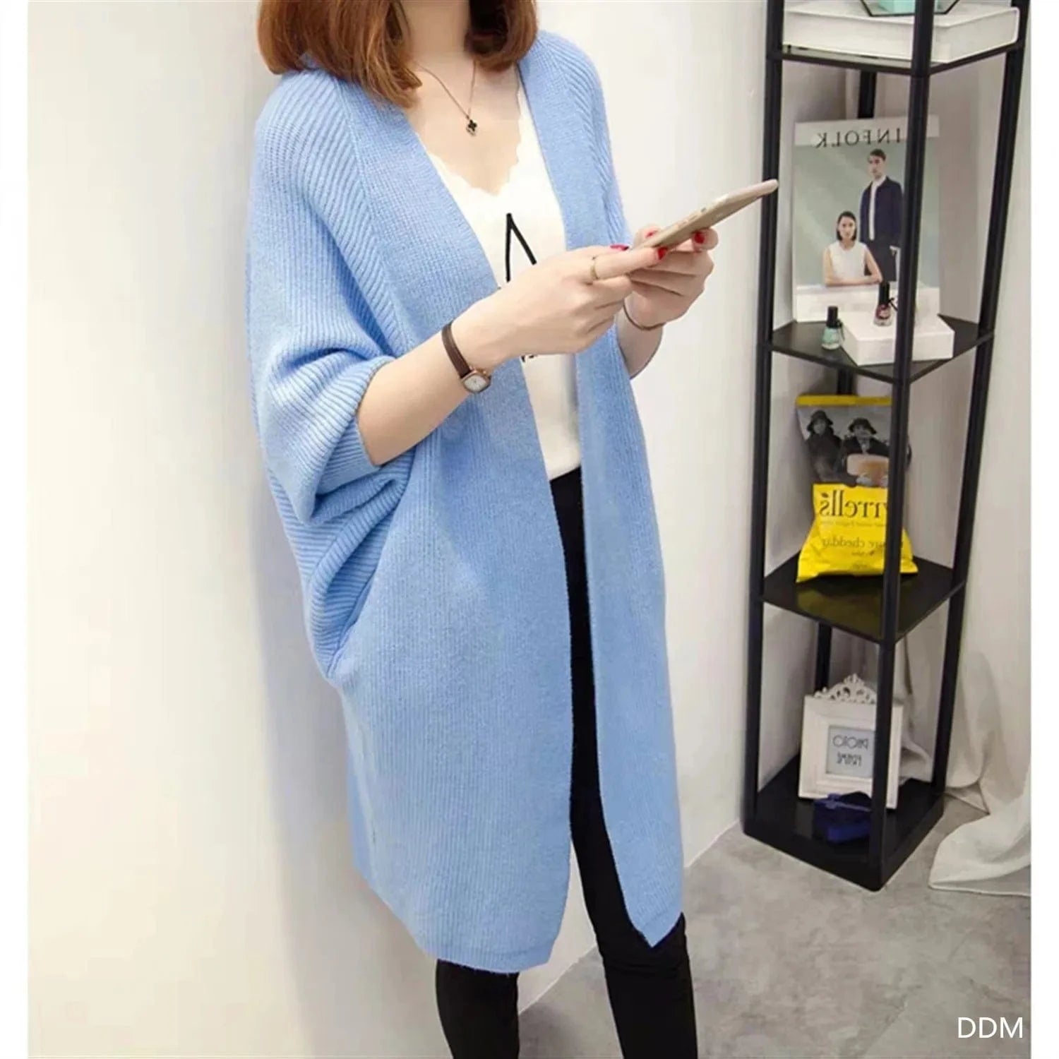 2024 fashion women new arrival batwing sleeve open chest loose women sweater coat