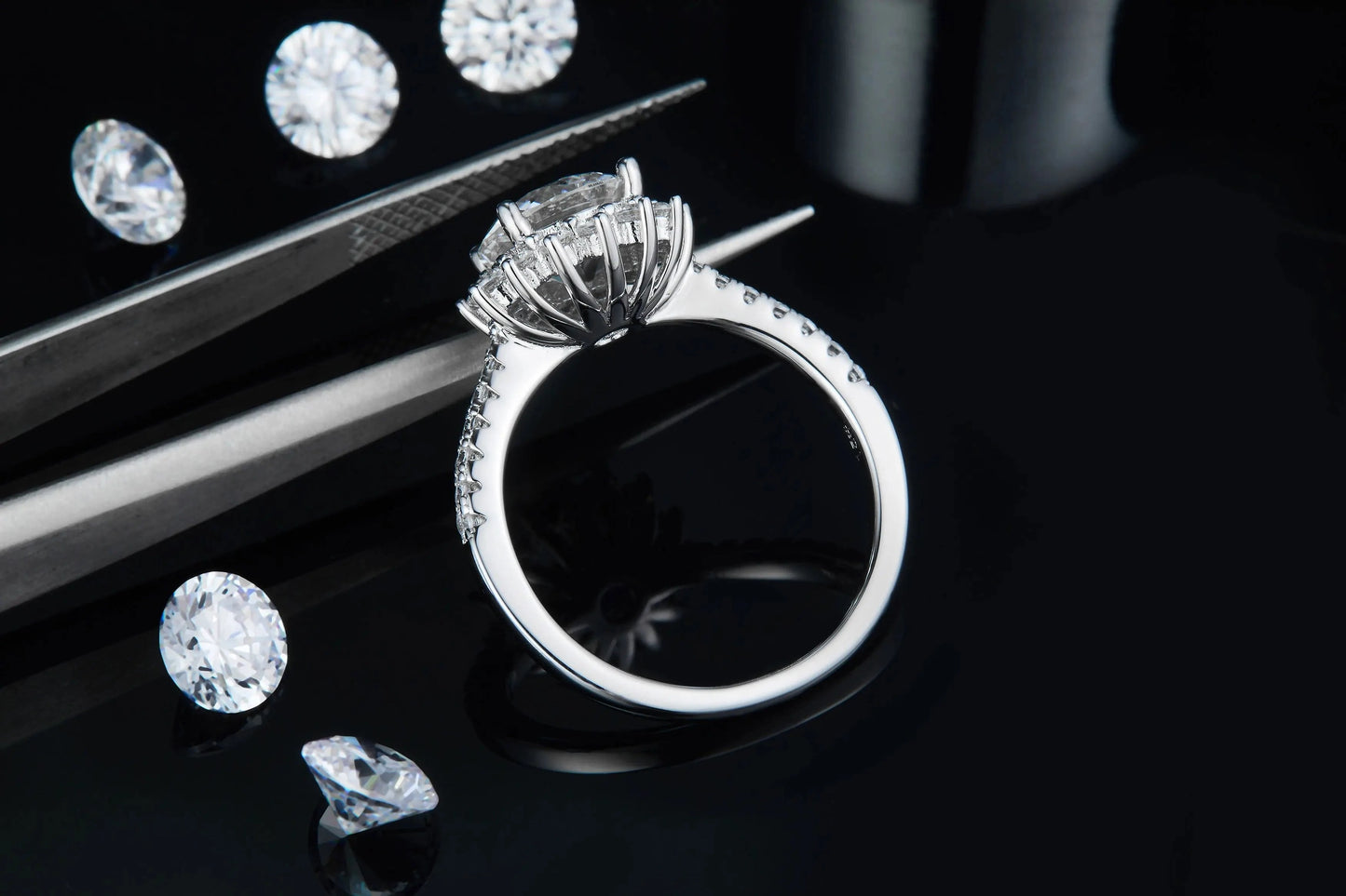 2024 fine jewelry s925 sterling silver rings sun flower 2.0CT 8.0mm moissanite gemstone ring wedding custom 14k 18k gold plated