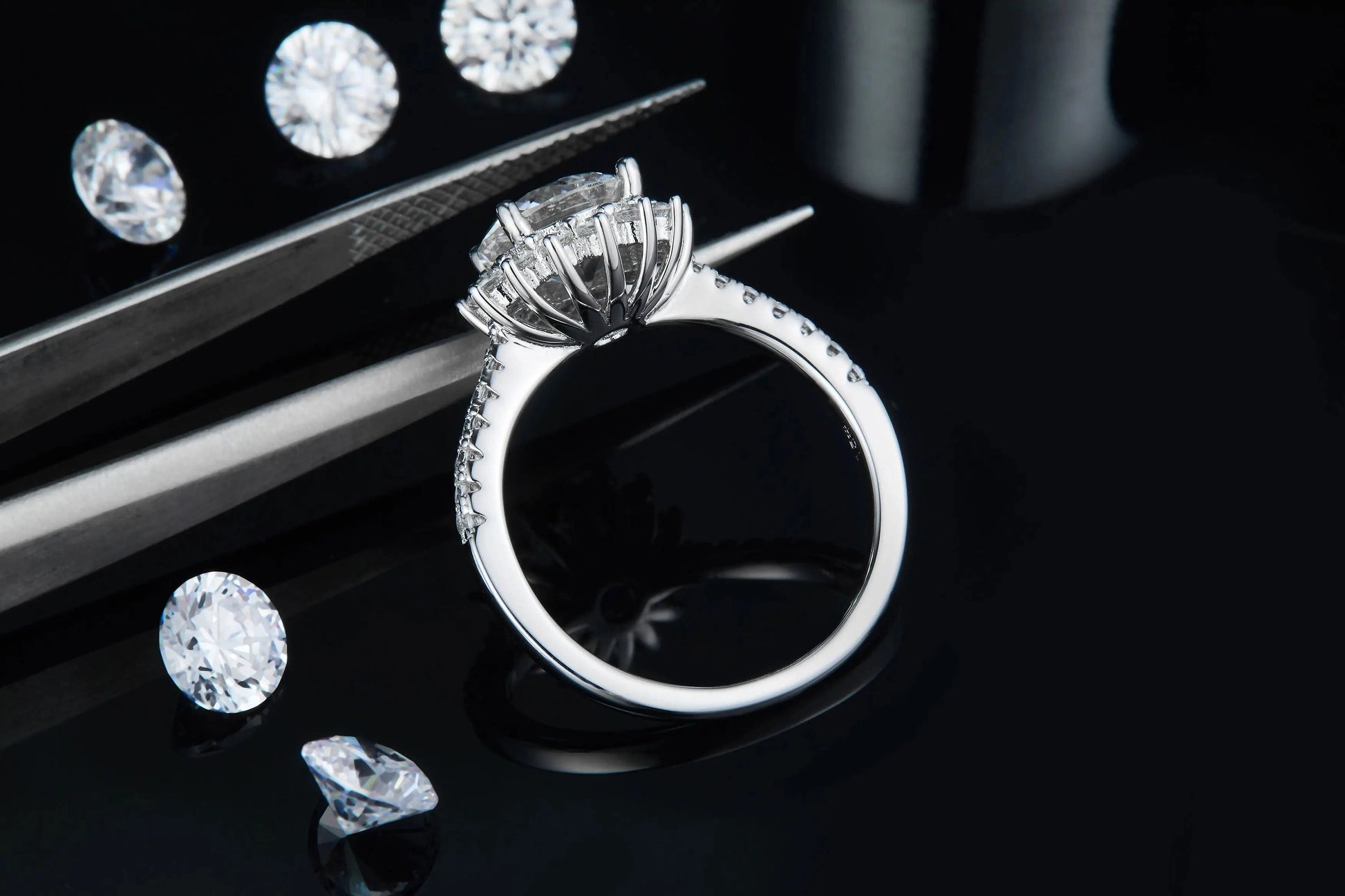 2024 fine jewelry s925 sterling silver rings sun flower 2.0CT 8.0mm moissanite gemstone ring wedding custom 14k 18k gold plated