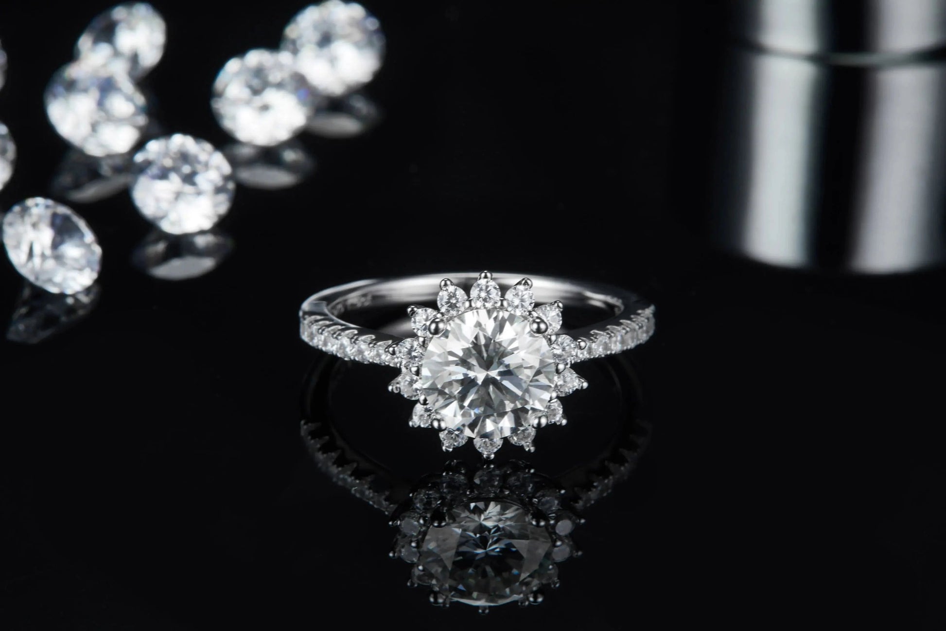 2024 fine jewelry s925 sterling silver rings sun flower 2.0CT 8.0mm moissanite gemstone ring wedding custom 14k 18k gold plated