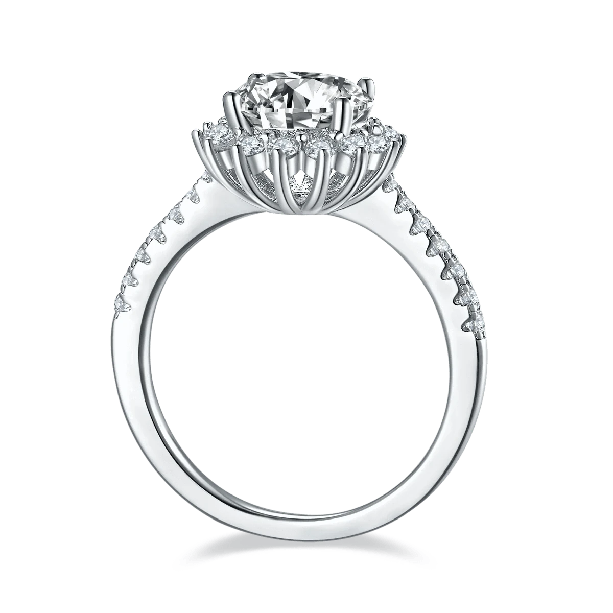 2024 fine jewelry s925 sterling silver rings sun flower 2.0CT 8.0mm moissanite gemstone ring wedding custom 14k 18k gold plated