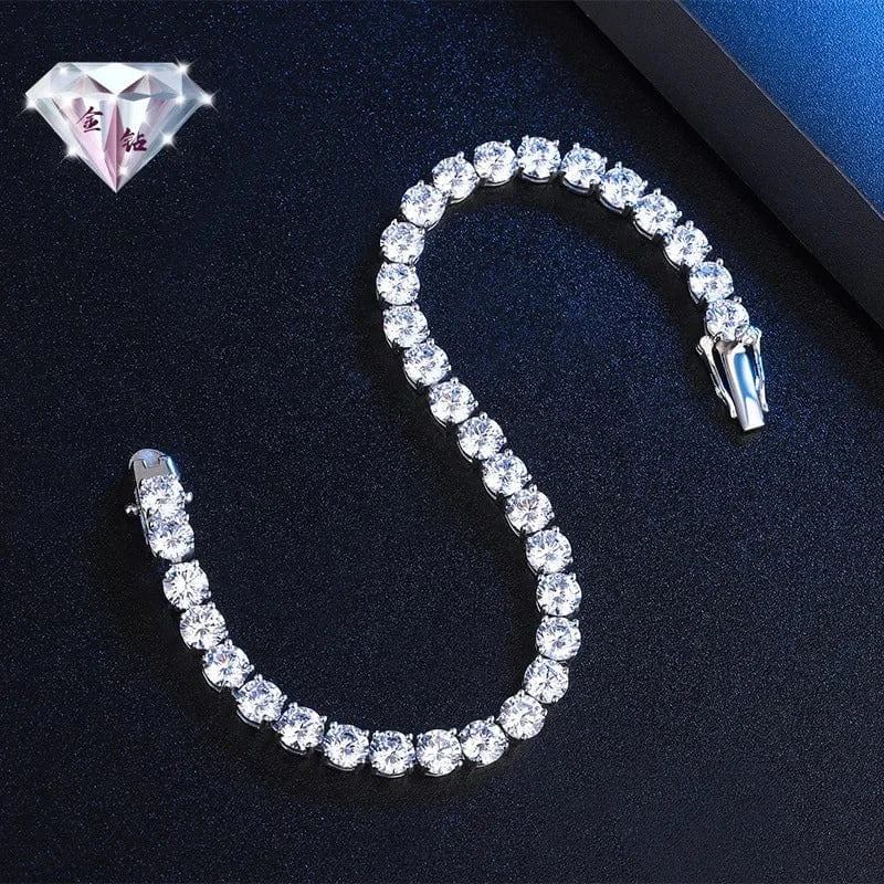 2024 Fine Jewelry VVS Moissanite Diamond Cluster Iced Out Tennis Chain Bracelet Hip Hop 925 Sterling Silver for Men Women Stars 1232