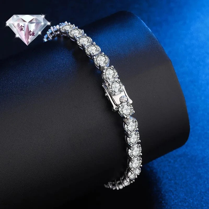 2024 Fine Jewelry VVS Moissanite Diamond Cluster Iced Out Tennis Chain Bracelet Hip Hop 925 Sterling Silver for Men Women Stars 1232