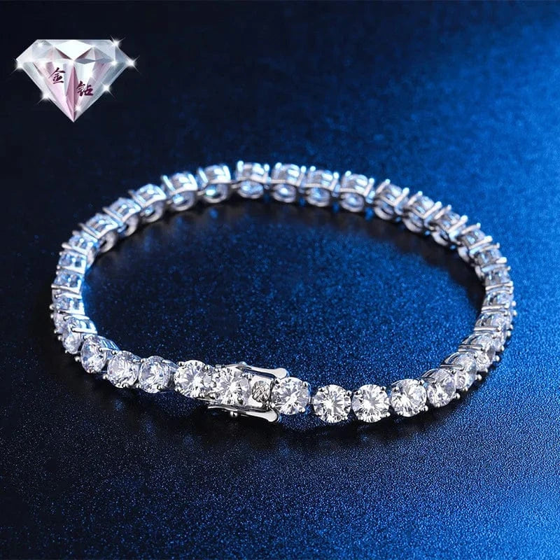 2024 Fine Jewelry VVS Moissanite Diamond Cluster Iced Out Tennis Chain Bracelet Hip Hop 925 Sterling Silver for Men Women Stars 1232