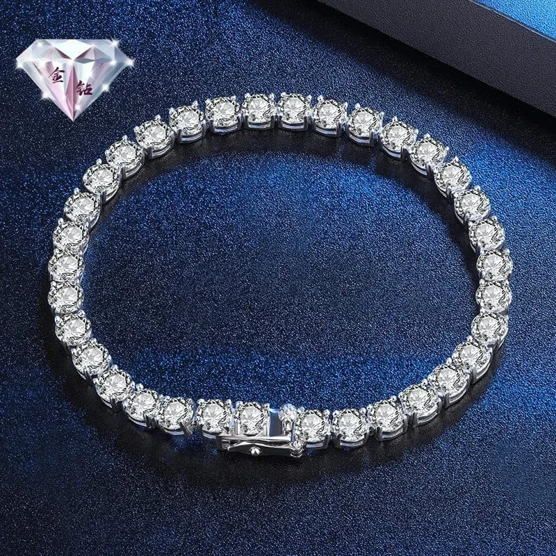 2024 Fine Jewelry VVS Moissanite Diamond Cluster Iced Out Tennis Chain Bracelet Hip Hop 925 Sterling Silver for Men Women Stars 1232