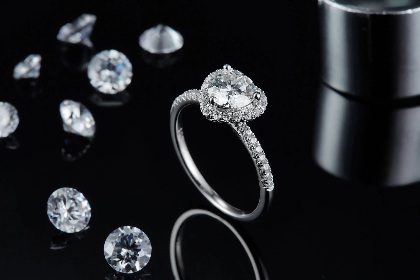 2024 fine silver jewelry moissanite wedding ring 1.0CT 6.5mm 925 sterling silver heart shape moissanite women ring