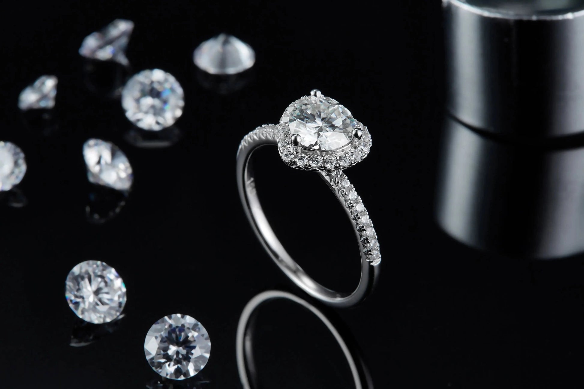 2024 fine silver jewelry moissanite wedding ring 1.0CT 6.5mm 925 sterling silver heart shape moissanite women ring