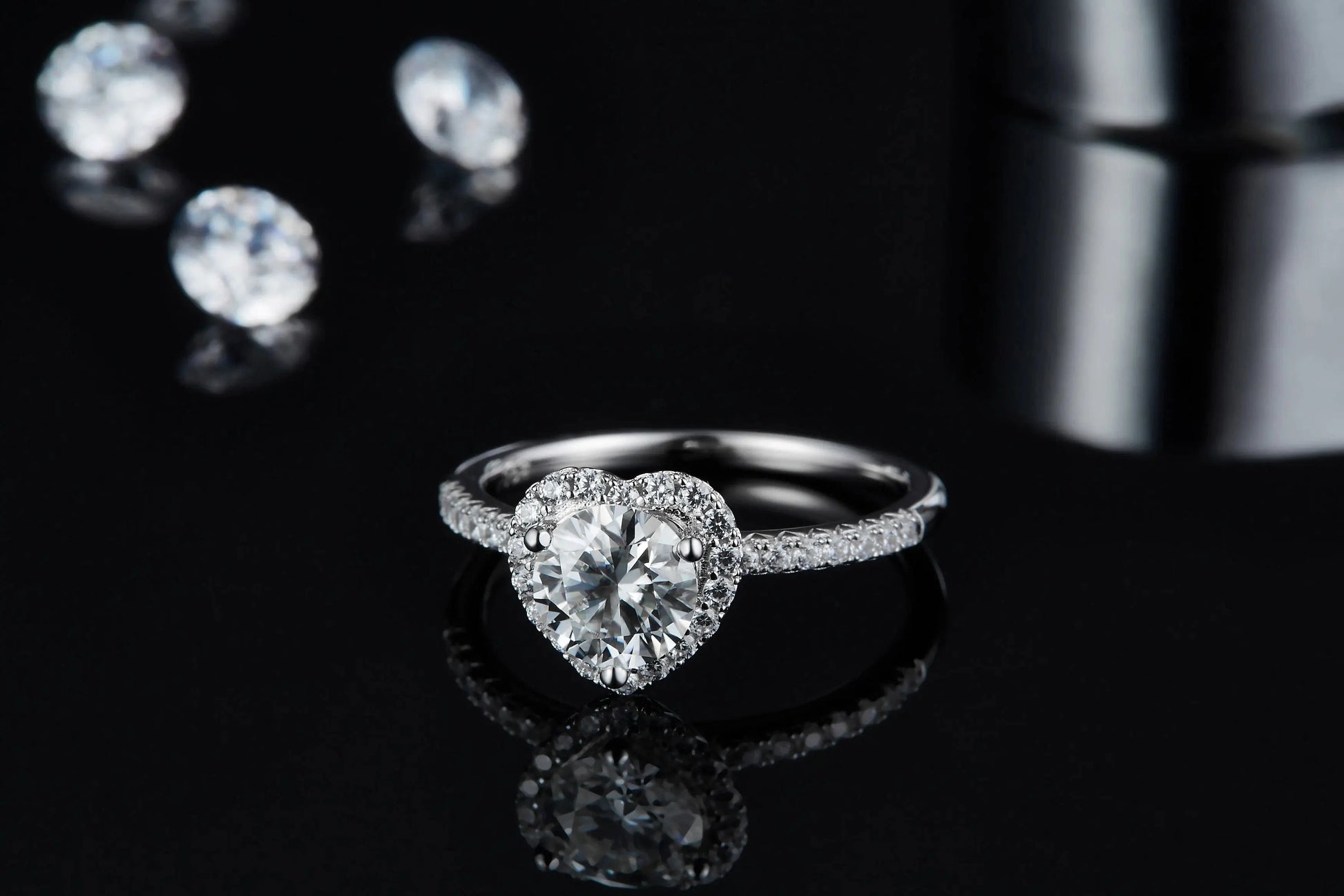 2024 fine silver jewelry moissanite wedding ring 1.0CT 6.5mm 925 sterling silver heart shape moissanite women ring
