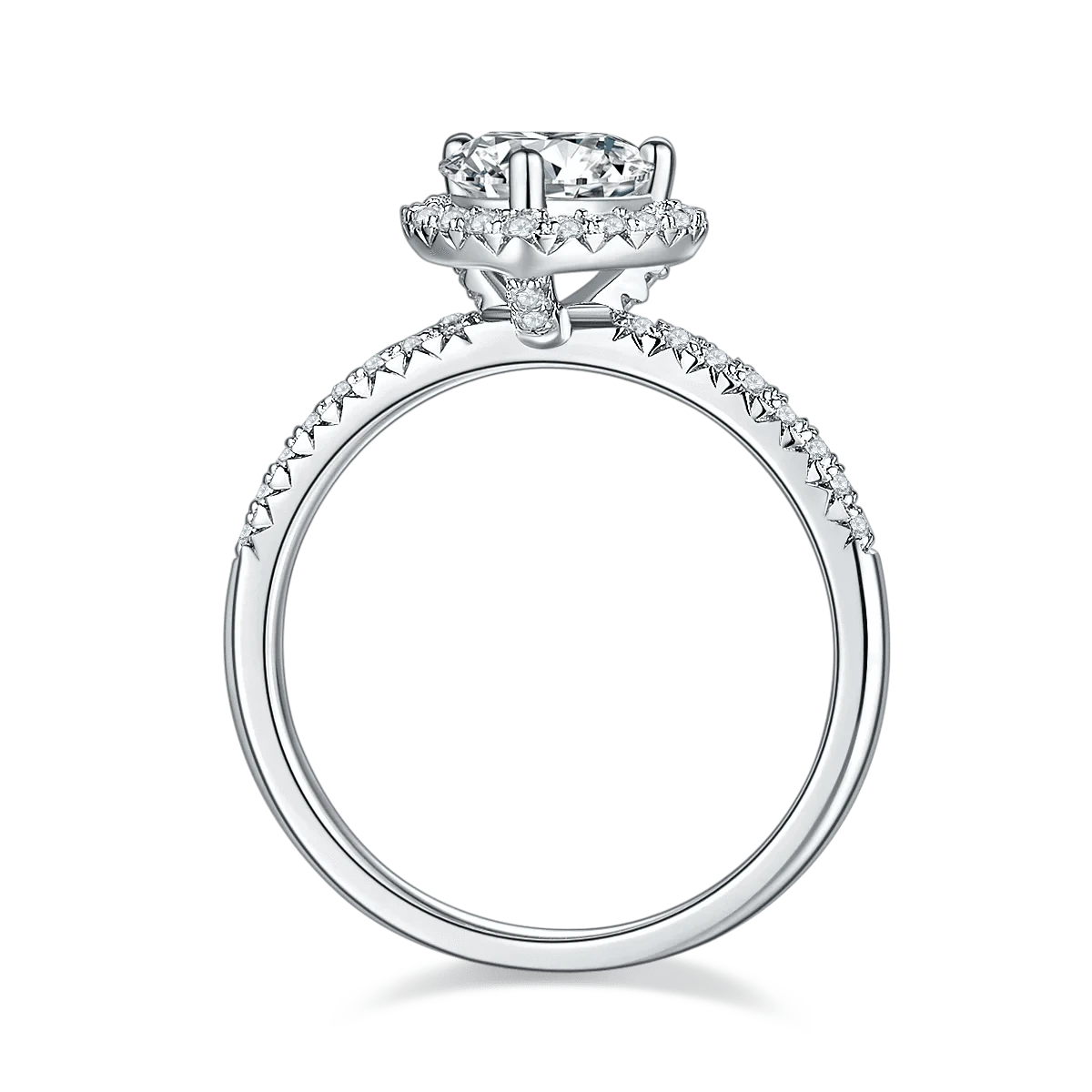 2024 fine silver jewelry moissanite wedding ring 1.0CT 6.5mm 925 sterling silver heart shape moissanite women ring