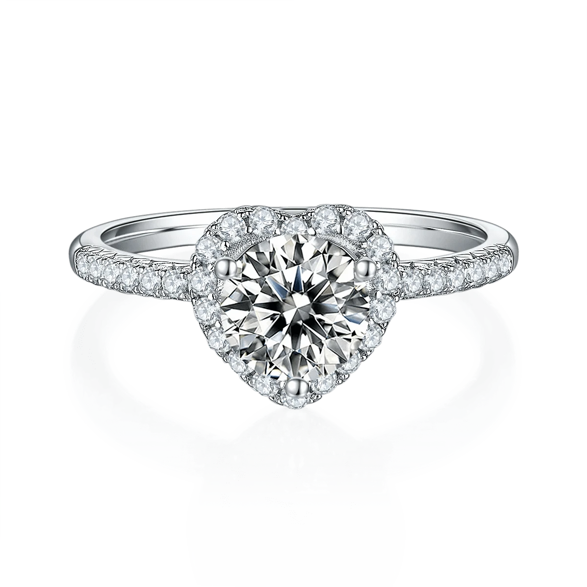 2024 fine silver jewelry moissanite wedding ring 1.0CT 6.5mm 925 sterling silver heart shape moissanite women ring