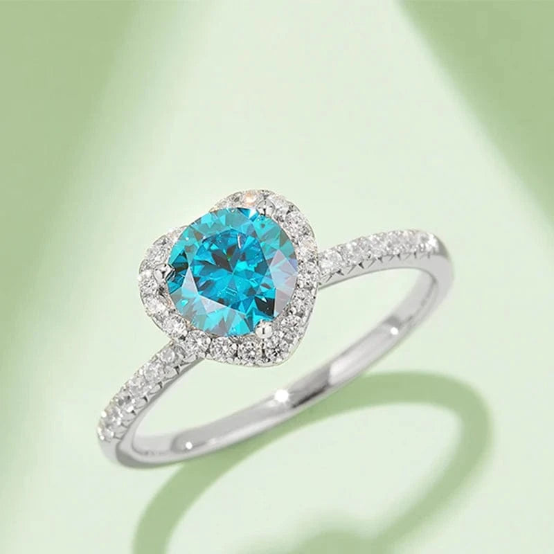 2024 fine silver jewelry moissanite wedding ring 1.0CT 6.5mm 925 sterling silver heart shape moissanite women ring