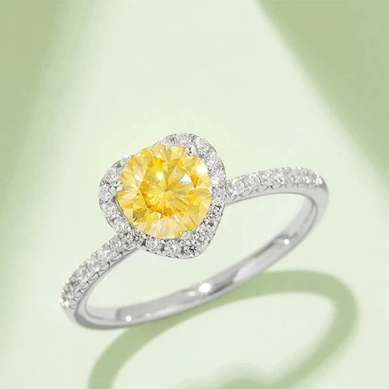 2024 fine silver jewelry moissanite wedding ring 1.0CT 6.5mm 925 sterling silver heart shape moissanite women ring