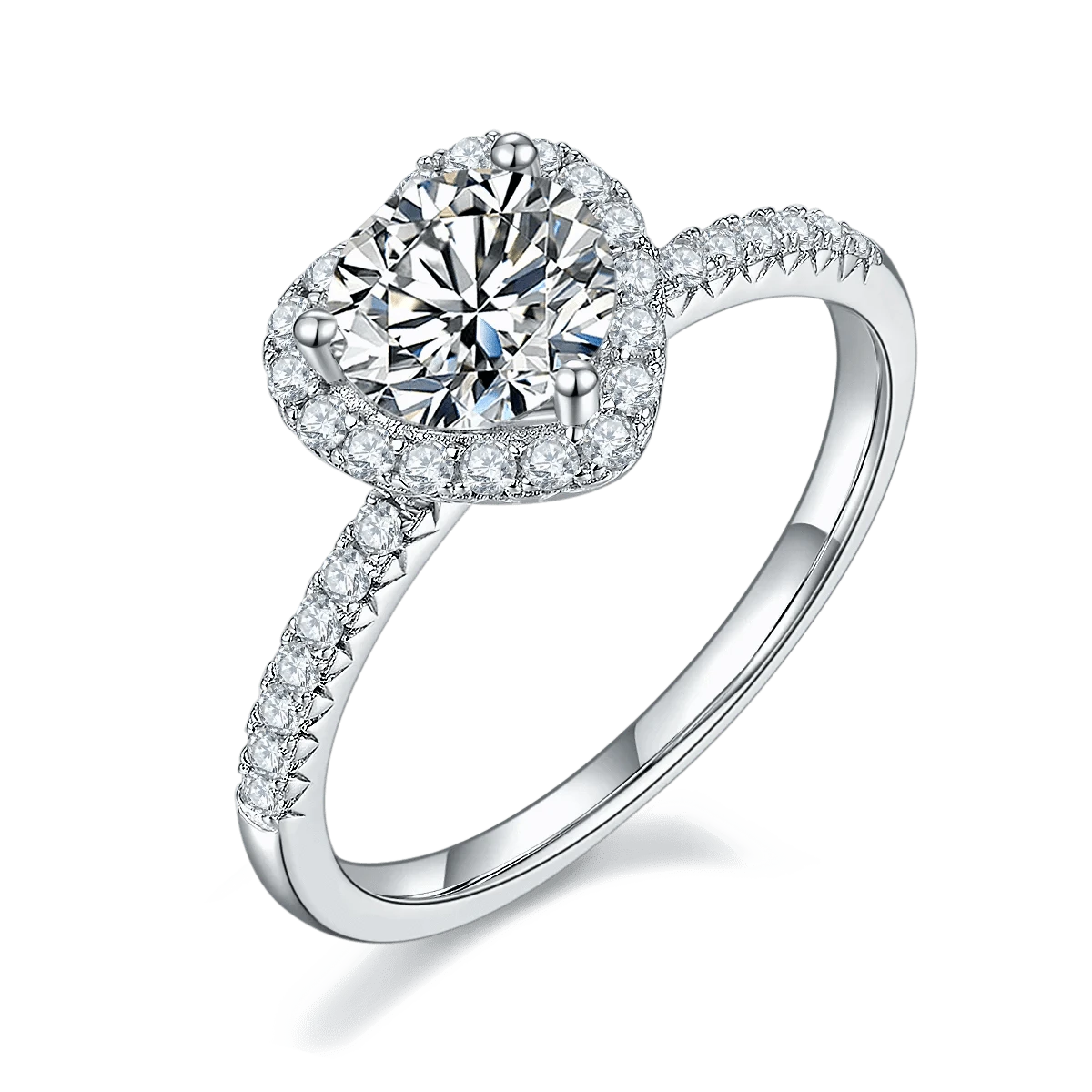 2024 fine silver jewelry moissanite wedding ring 1.0CT 6.5mm 925 sterling silver heart shape moissanite women ring