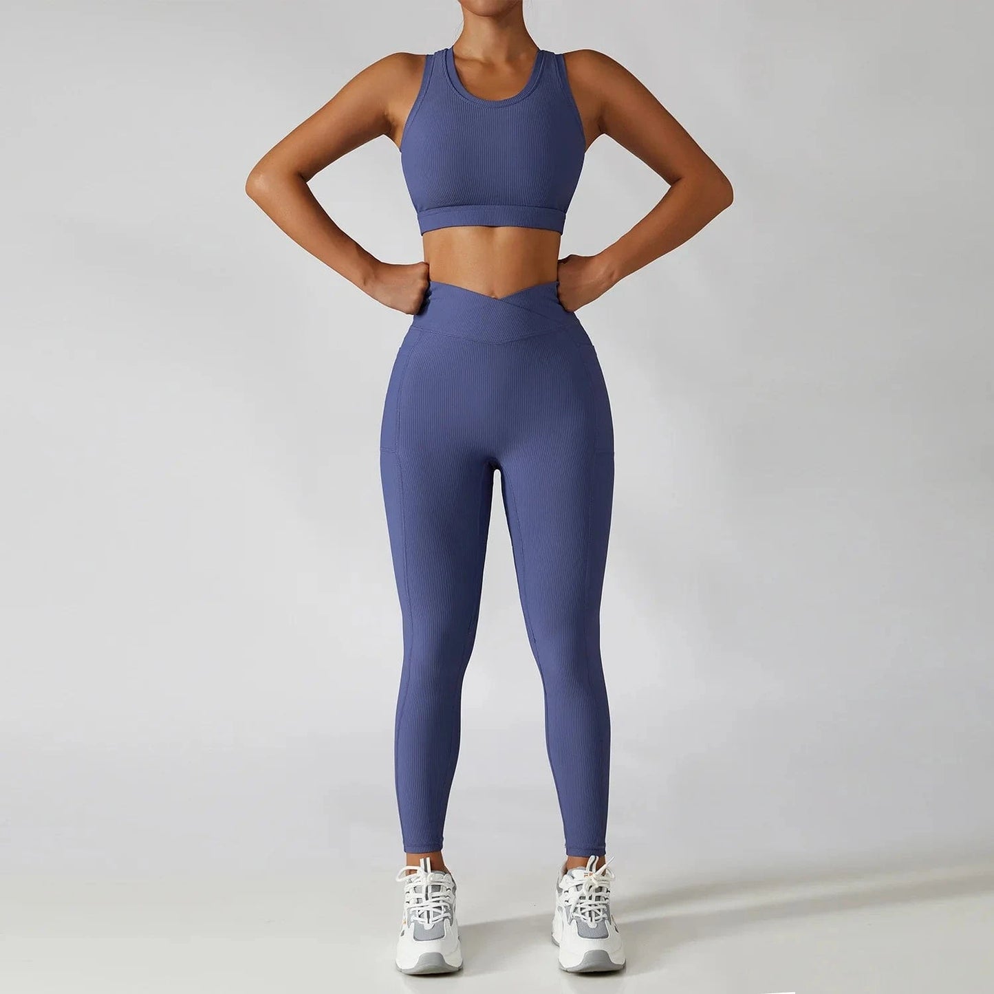 2024 Fitness Yoga Leggings set Workout Bra Gym Yoga Suit Ribbed Seamless Activewear Active Wear Set with pockets