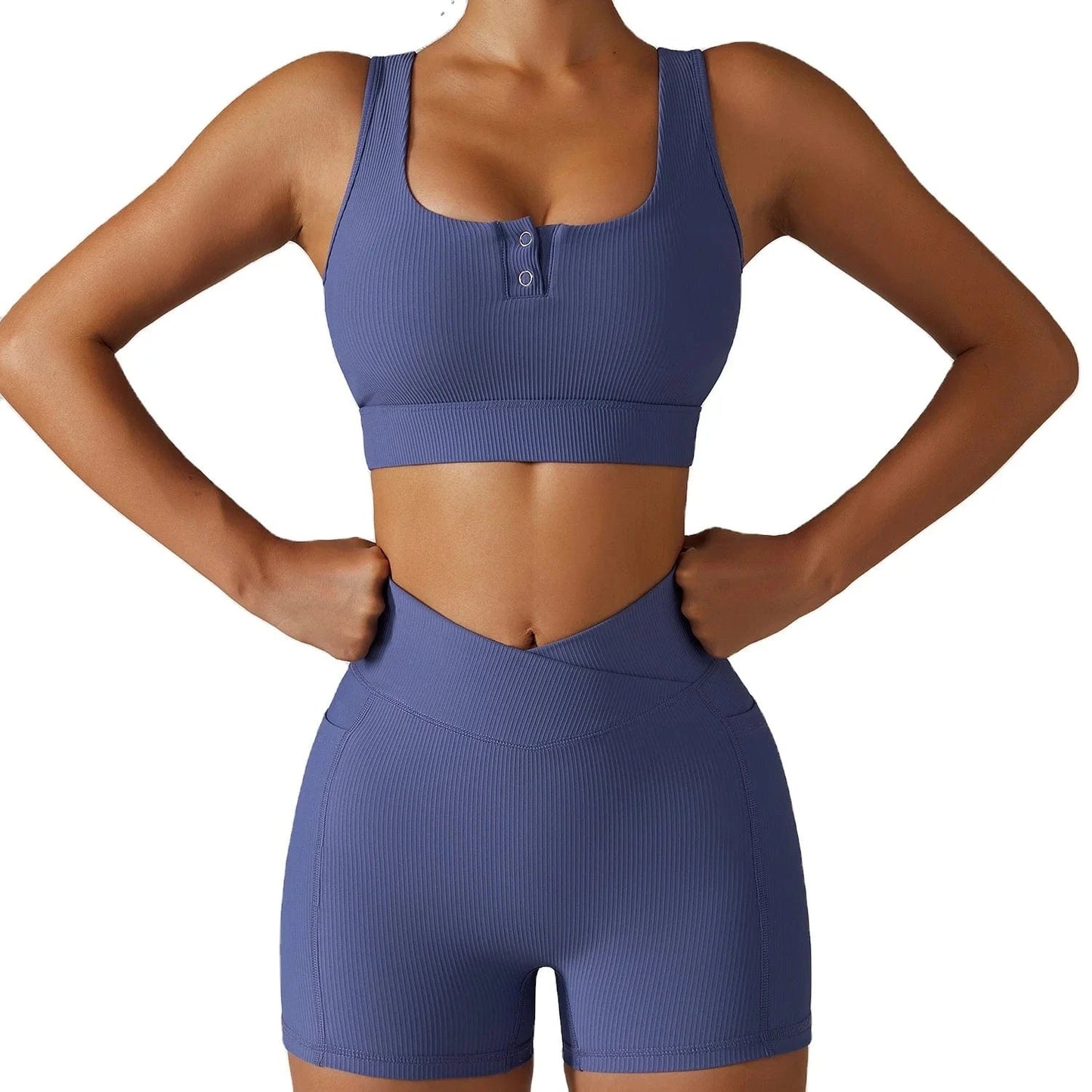 2024 Fitness Yoga Leggings set Workout Bra Gym Yoga Suit Ribbed Seamless Activewear Active Wear Set with pockets