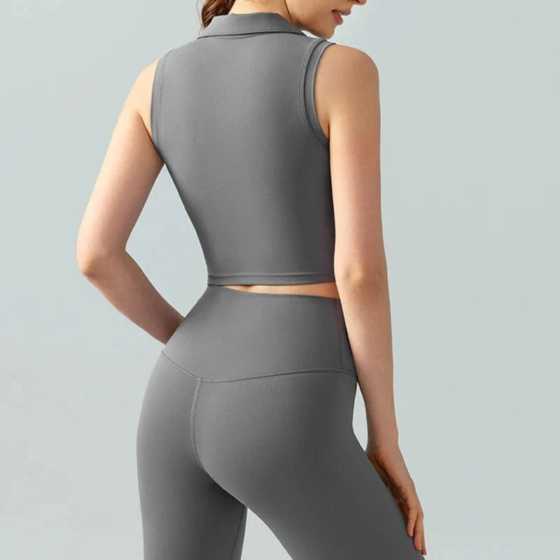 2024 Fitness Yoga Wear High Impact Polo Collar Yoga Bra Tank Tops Sport Activewear for Gym Running Workout Crop Tops For Women