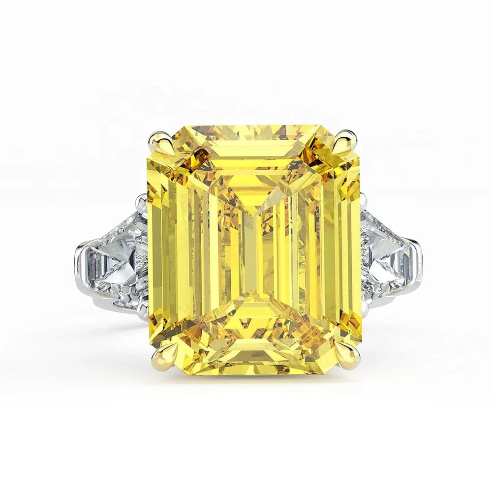 2024 High-end Emerald Cutting Gorgeous Rectangular CZ Diamond Women White Diamond Wedding gemstone rings 925 sterling silver