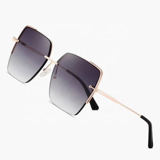 2024 High Quality Square Sunglasses Women's Retro Frameless Glasses UV400 Protection Sun Shades Metal Big Frame Sun Glasses