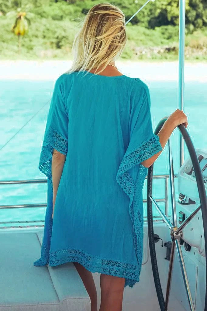 2024 Hot Sale Bohemian Summer Cardigan Bikini Beach Wear Kimono Maxi Beach Dress Swimsuit Cover Ups V-neck Tunicas Verano